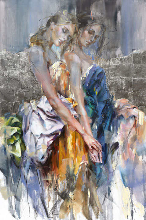 Anna Razumovskaya Hand Signed and Numbered Limited Edition Embellished Canvas Giclee:"Amuse 1"