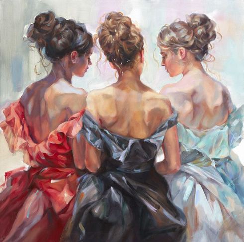 Anna Razumovskaya Hand Signed and Numbered Limited Edition Embellished Canvas Giclee:"Backstage Silence"