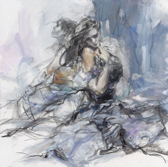 Anna Razumovskaya Hand Signed and Numbered Limited Edition Embellished Canvas Giclee:"Heartbeat"