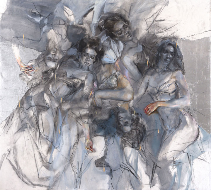 Anna Razumovskaya Hand Signed and Numbered Limited Edition Embellished Canvas Giclee:"Daydreaming"
