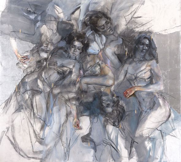 Anna Razumovskaya Hand Signed and Numbered Limited Edition Embellished Canvas Giclee:"Daydreaming"