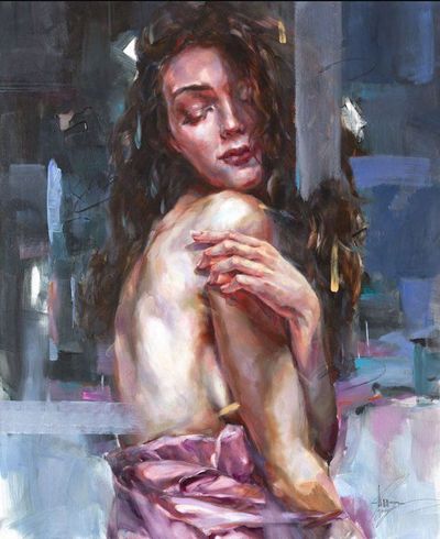 Anna Razumovskaya Hand Signed Limited Edition Artist Embellished Canvas Giclee: "By Myself" Anna Razumovskaya Hand Signed Limited Edition Artist Embellished Canvas Giclee: "By Myself"