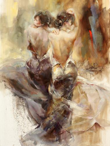Anna Razumovskaya Limited Edition Artist Embellished AP Canvas Giclee: "Forgotten Town"