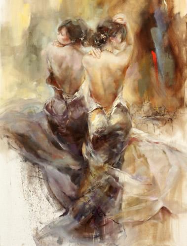Anna Razumovskaya Limited Edition Artist Embellished AP Canvas Giclee: "Forgotten Town"