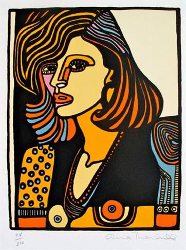 Anna Thornhill Hand Signed Limited Edition Lithograph:"Flirty"