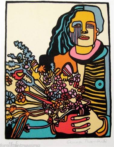 Anna Thornhill Hand Signed Limited Edition Lithograph:"Floral Delite"