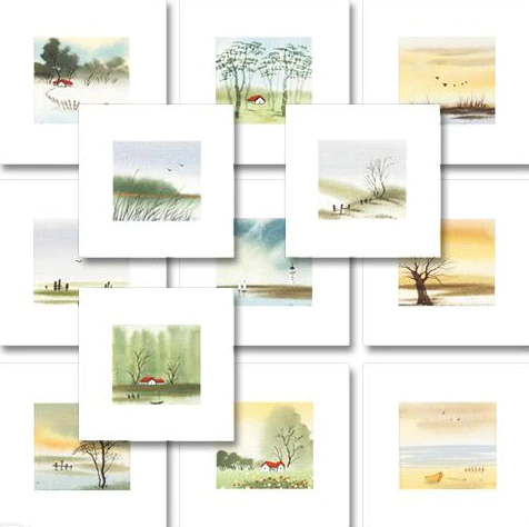 Anna Weber Set of 12 Original Watercolors on Paper: "Untitled"