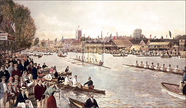 Anonymous Artist Hand Colored Copper Plate Printed Atelier Print:"Henley, The Finish (Leander And London)"