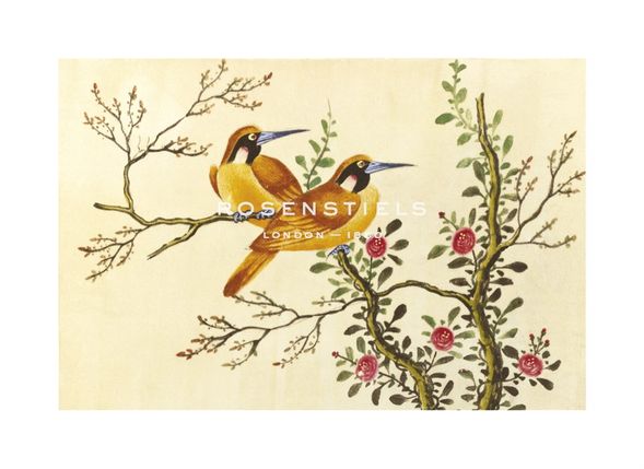 Anonymous Hand Numbered Limited Edition Print on Paper :"Yellow Birds On Branch"