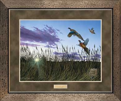 Anthony J. Padgett Handsigned and Numbered Limited Edition: "Framed Morning Glory-Pheasants Print"
