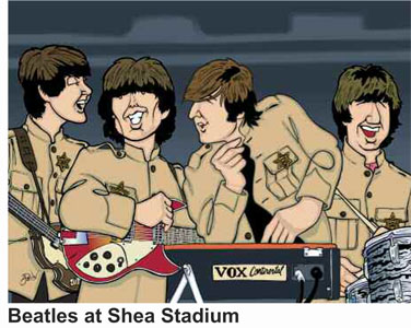Anthony Parisi Hand Signed and Numbered Limited Edition Giclee Canvas:" Beatles at Shea Stadium "