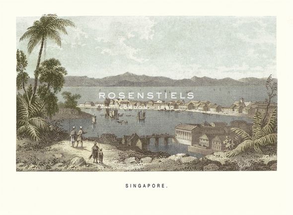 Antique Local Views Hand Numbered Limited Edition Print on Paper :"Singapore"