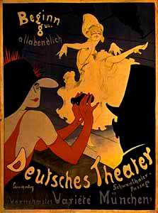 Antique Poster Reproduction Fine Art Giclee on Paper:"Deutsches Theater"