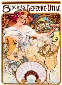 Antique Poster Reproduction Giclee on Paper:"Biscuits Lefevre-Utile"