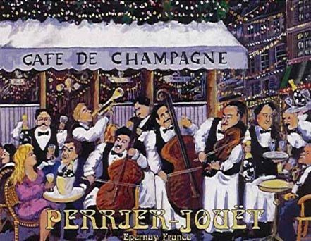 Antique Poster Reproduction Print on Paper:"Cafe De Champagne"