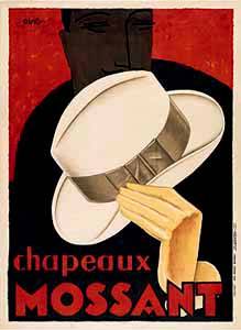 Antique Poster Reproduction Giclee on Paper::"Chapeaux Mossant"