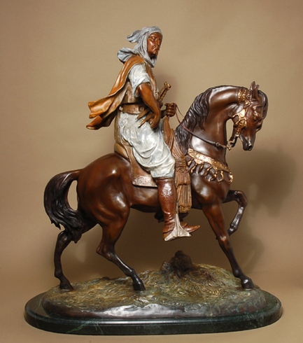 Antoine-Louis Barye Handcrafted Solid Bronze Sculpture:"Arab on Horseback"