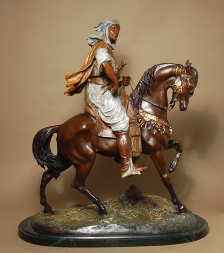 Antoine-Louis Barye Handcrafted Solid Bronze Sculpture:"Arab on Horseback"