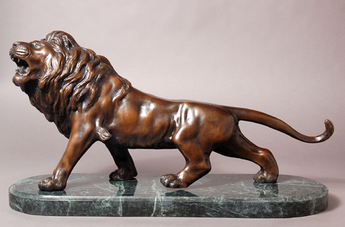 Antoine-Louis Barye Handcrafted Solid Bronze Sculpture:"Growling Lion"
