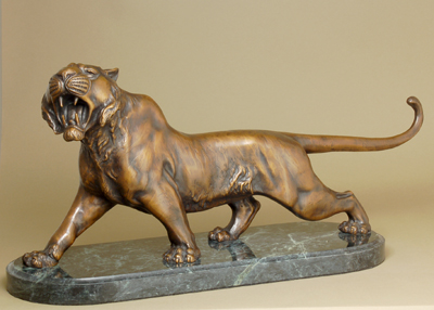 Antoine-Louis Barye Handcrafted Solid Bronze Sculpture:"Growling Tiger"