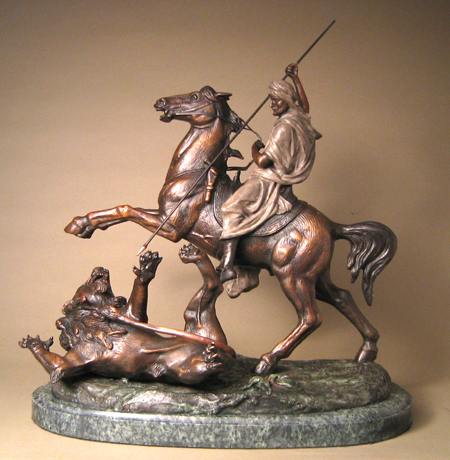 Antoine-Louis Barye Handcrafted Solid Bronze Sculpture:"Lion Hunt"