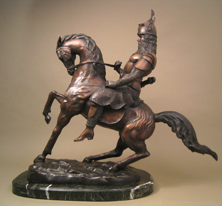 Antoine-Louis Barye Handcrafted Solid Bronze Sculpture:"Mounted Tartar Warrior"