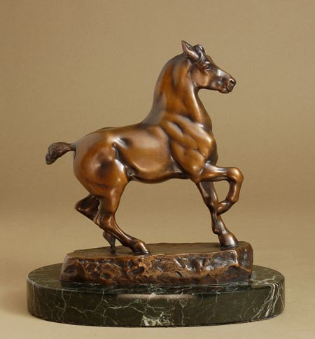 Antoine-Louis Barye Handcrafted Solid Bronze Sculpture:"Prancing Horse"