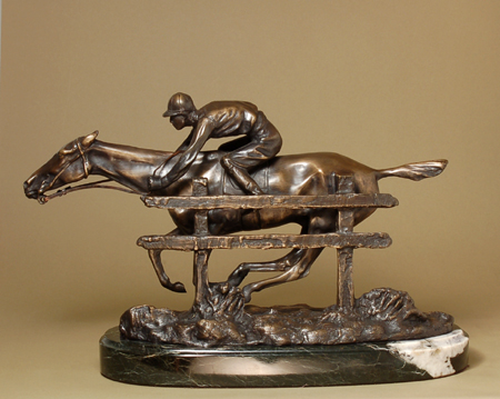 Antoine-Louis Barye Handcrafted Solid Bronze Sculpture:"Running Horse with Jockey"