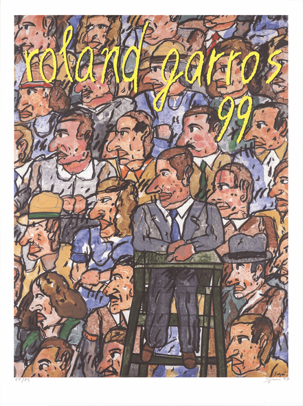 Antonio Segui Rare Vintage Artist Signed Offset Lithograph: "Roland Garros French Open"