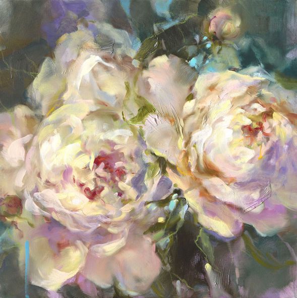 Anna Razumovskaya Hand Signed and Numbered Limited Edition Embellished Canvas Giclee:"Inseparable 1"