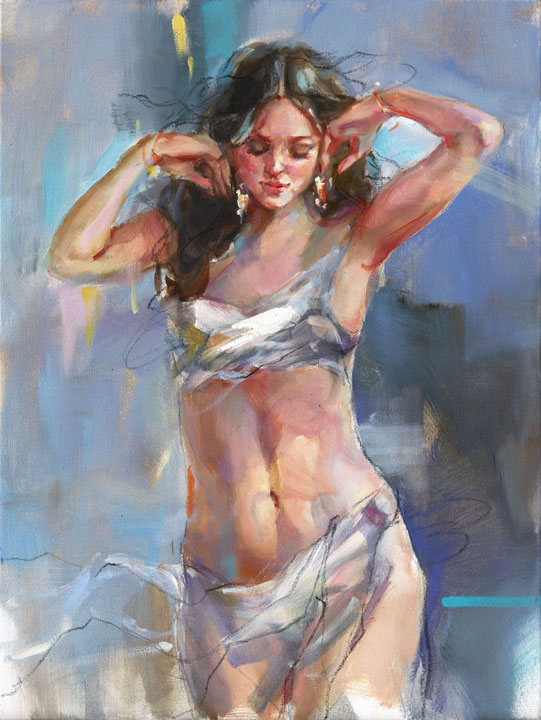 Anna Razumovskaya Hand Signed and Numbered Limited Edition Embellished Canvas Giclee:"Lost in a Dream"