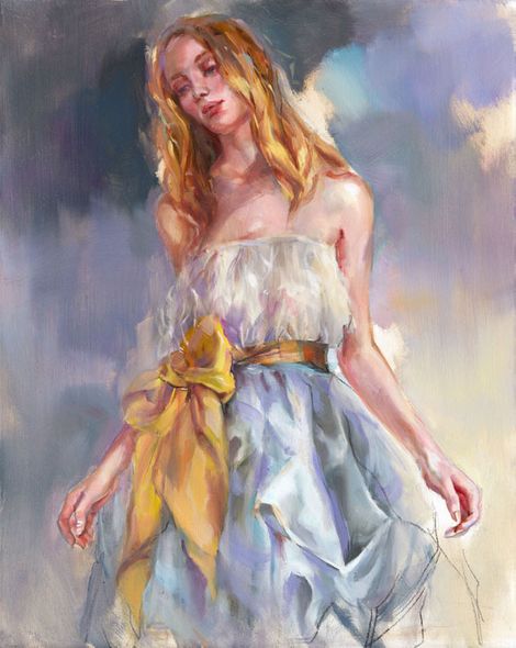 Anna Razumovskaya Hand Signed and Numbered Limited Edition Embellished Canvas Giclee:"Stepping Out"
