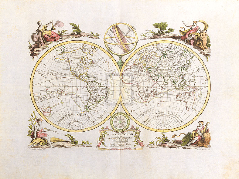Antonio Zatta Hand Numbered Limited Edition Print on Paper :"Il Mappa Mondo, 1774"