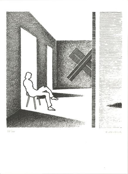 Antoon De Clerck Rare Vintage Artist Signed Lithograph: "Richard Long Mud crosses of Fridericarium"