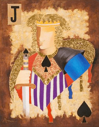 Arbe (Ara Berberyan) Limited Edition Hand Embellished Giclée on Canvas: "One Eyed Jack"