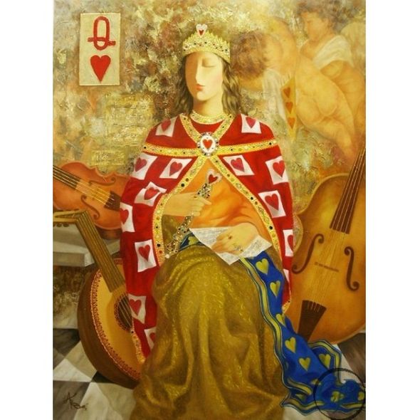 Arbe Giclee on Canvas (Gold Embellished); Hand Signed and Numbered: "Queen of Hearts"
