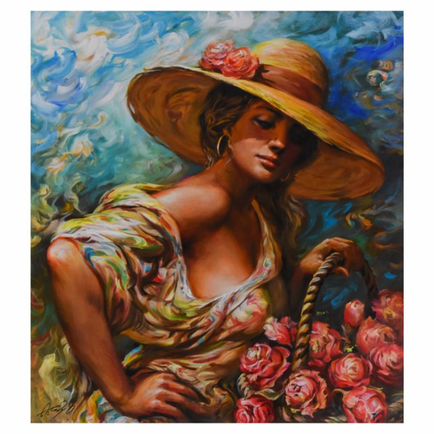 Arkady Ostritzky Limited Edition 25 x 28 serigraph:"Flower Basket"