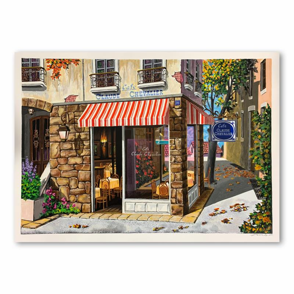 Arkady Ostritzky Limited Edition 36.5 x 26.5 serigraph:"Cafe Claude Chevalier"