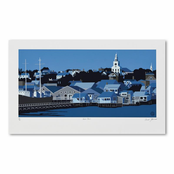 Armond Fields Limited Edition 26 x 12 serigraph:"Harbor Dawn"