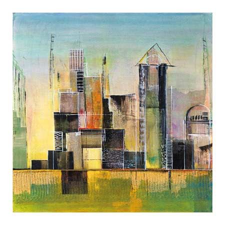 Asha Menghrajani Open Edition Canvas Giclee :"Golden City 2"