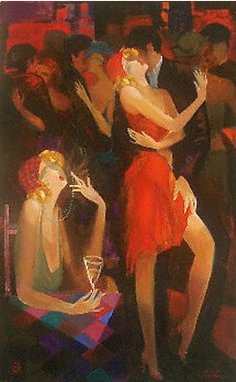 Atvandil Limited Edition Embelleshed Giclee on Canvas :"Hot Night Romance"