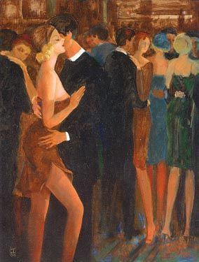 Atvandil Limited Edition Embelleshed Giclee on Canvas :"Romantic Interlude""