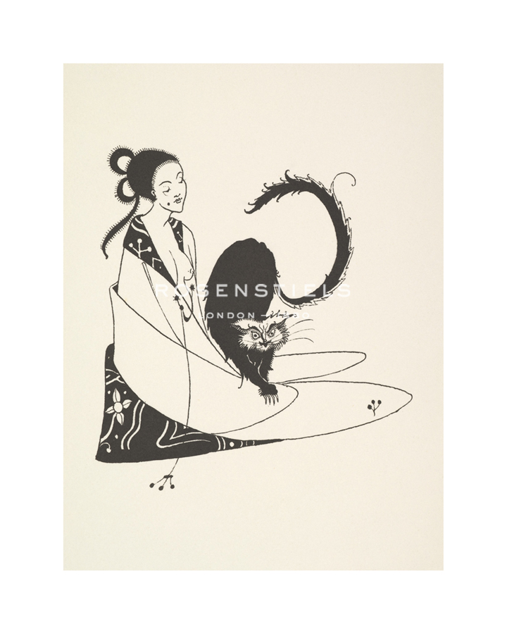 Aubrey Beardsley Hand Numbered Limited Edition Print on Paper :"Vignette from Bon-Mots of Smith and Sheridan, 1893 - Le chat"