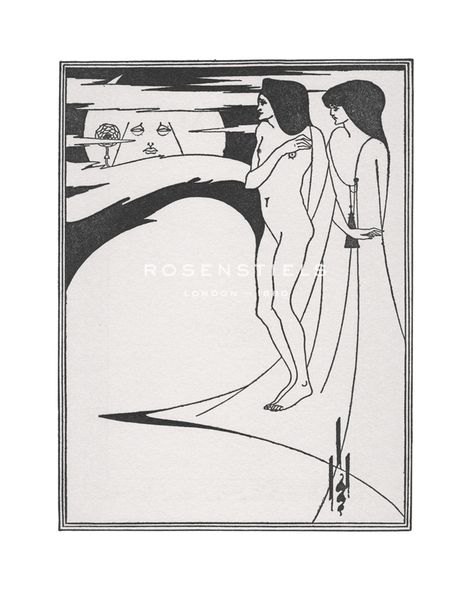 Aubrey Beardsley Hand Numbered Limited Edition Print on Paper :"Woman in the Moon"
