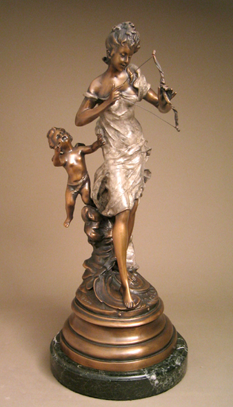 Auguste Moreau Handcrafted Solid Bronze Sculpture:"Lesson in Love"