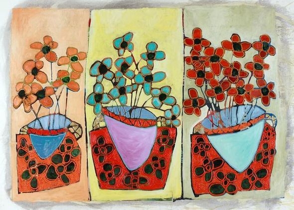 Avi Ben-Simhon Limited Edition Canvas Giclee:"Three Blooms"
