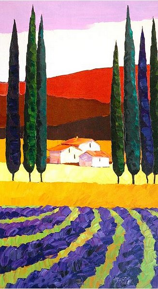 Sveta Esser  Limited Edition Embellished Canvas Giclee:"Romantic Field"