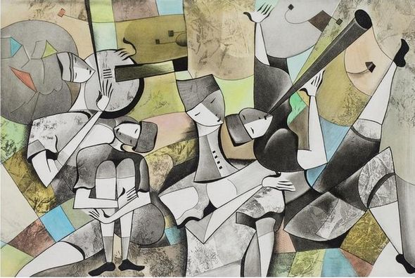 David Schluss Limited Edition Hand-Colored Etchings on Paper:"Memories Together"