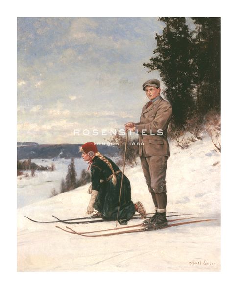 Axel Hjalmar Ender Hand Numbered Limited Edition Print on Paper :"Cross Country Skiing"
