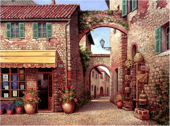 B Jung Artist Signed Limited Edition Serigraph on canvas:"I Begli Archi"